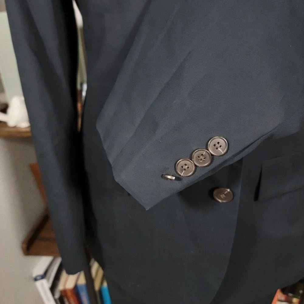 J.Crew THOMPSON Men's Sport Coat Blazer Two Button Black cotton Size 46R NEW‎